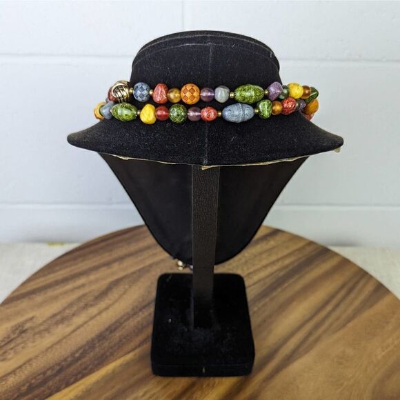 Colorful Long Stone Bead Necklace - Picture 4 of 7